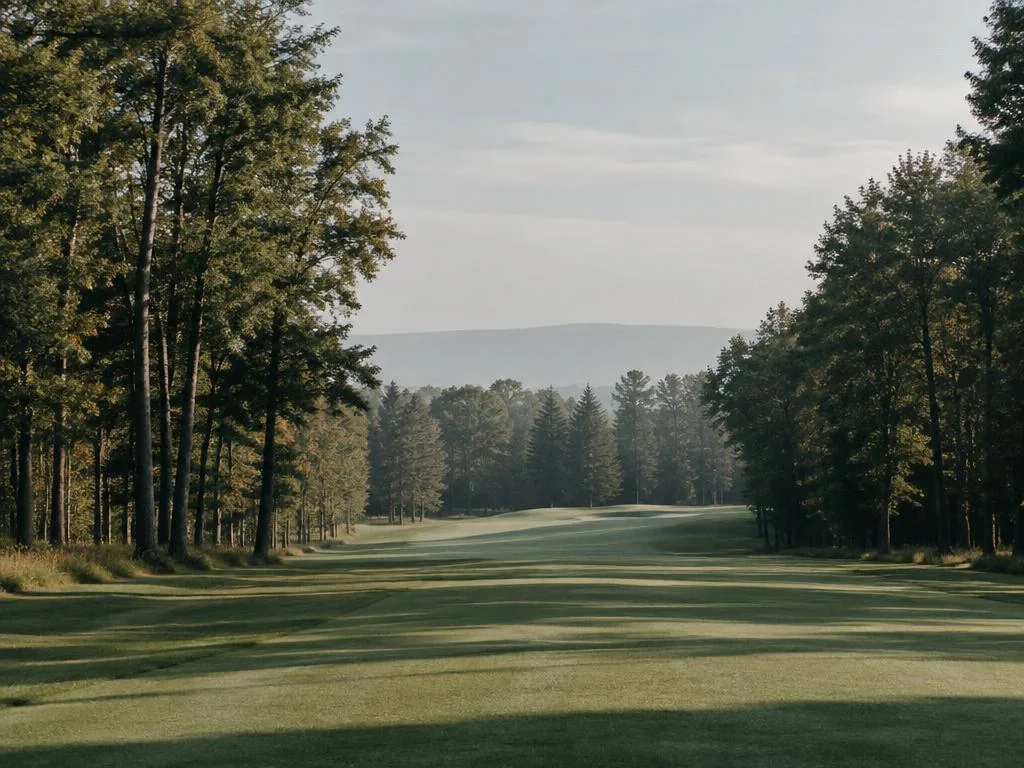 Parcours de golf bordé d'arbres matures près du domaine